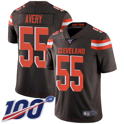 Cleveland Browns Genard Avery Men Brown Limited Jersey #55 NFL Football Home 100th Season Vapor Untouchable